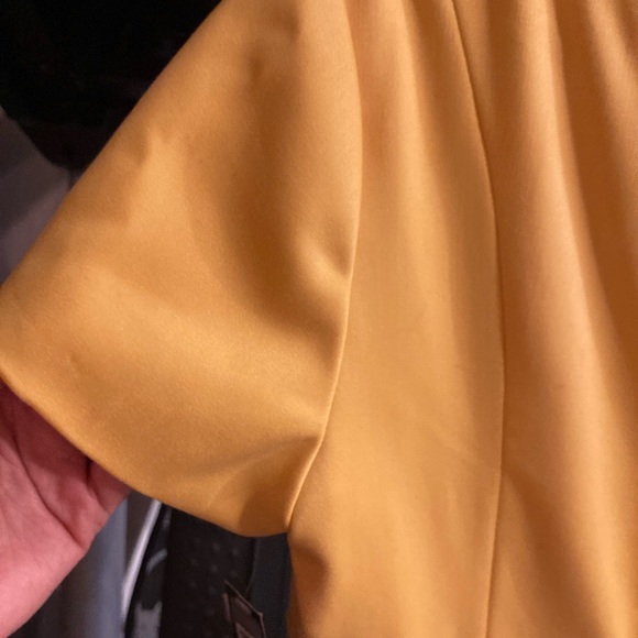 Tahari mustard color cap sleeve sheath dress - Picture 5 of 9